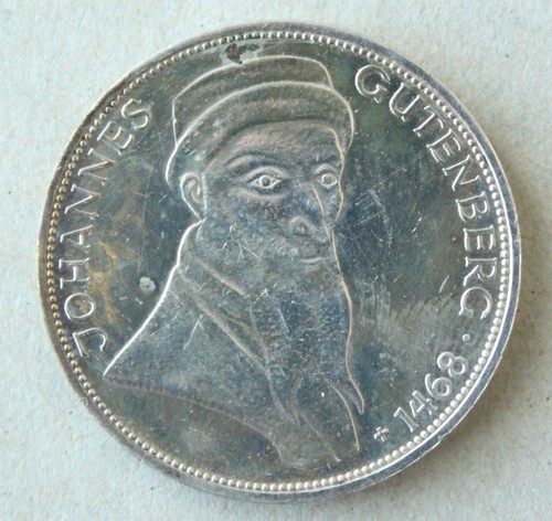 Gedenkmünze gutenberg - dm,