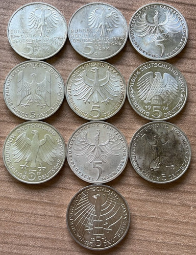 10x gedenkmünzen brd - 5,